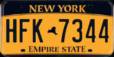 NY license plate HFK7344