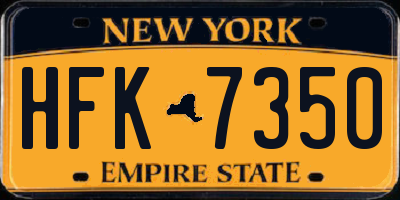 NY license plate HFK7350