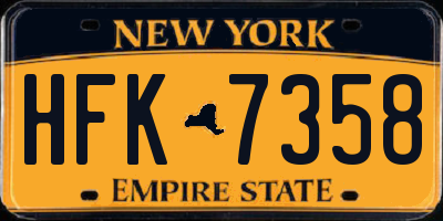 NY license plate HFK7358