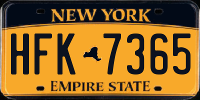 NY license plate HFK7365