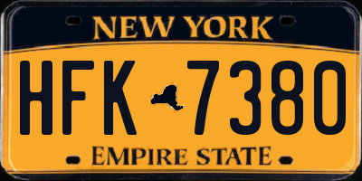 NY license plate HFK7380