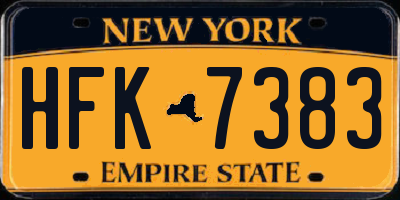 NY license plate HFK7383