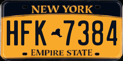 NY license plate HFK7384