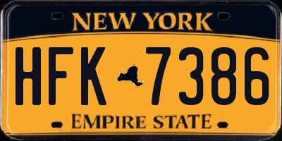 NY license plate HFK7386