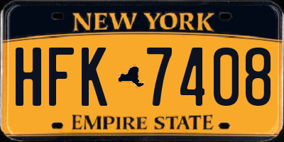 NY license plate HFK7408