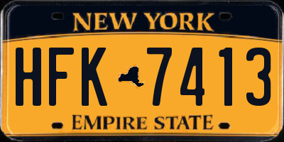 NY license plate HFK7413