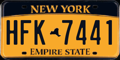 NY license plate HFK7441