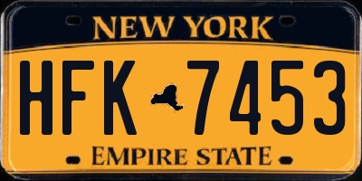 NY license plate HFK7453