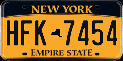 NY license plate HFK7454
