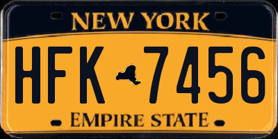 NY license plate HFK7456