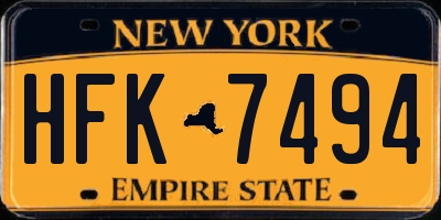 NY license plate HFK7494