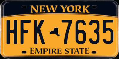 NY license plate HFK7635