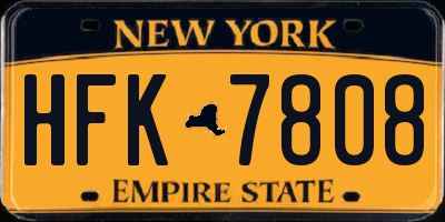 NY license plate HFK7808