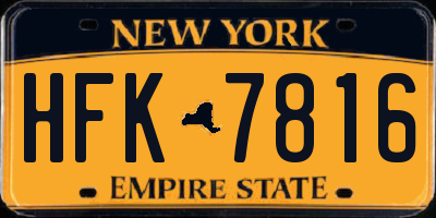 NY license plate HFK7816