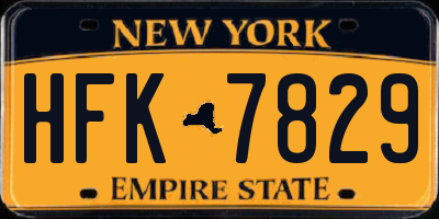NY license plate HFK7829