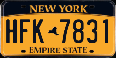 NY license plate HFK7831