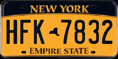 NY license plate HFK7832