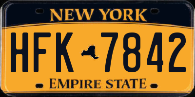 NY license plate HFK7842