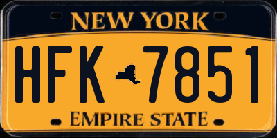 NY license plate HFK7851