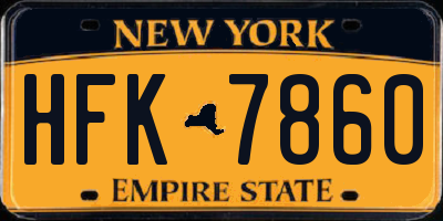 NY license plate HFK7860