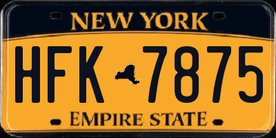 NY license plate HFK7875