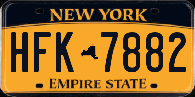 NY license plate HFK7882