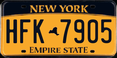 NY license plate HFK7905