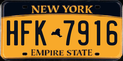 NY license plate HFK7916