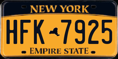 NY license plate HFK7925