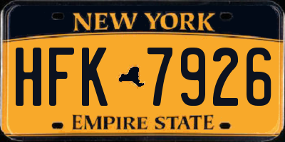 NY license plate HFK7926