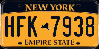 NY license plate HFK7938