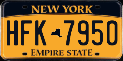 NY license plate HFK7950
