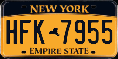 NY license plate HFK7955
