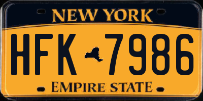 NY license plate HFK7986