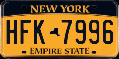 NY license plate HFK7996