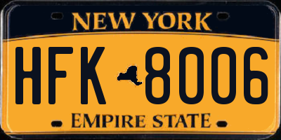 NY license plate HFK8006