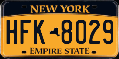 NY license plate HFK8029
