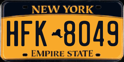 NY license plate HFK8049