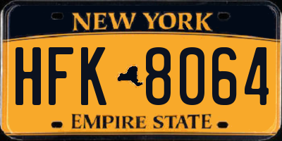 NY license plate HFK8064