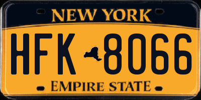 NY license plate HFK8066