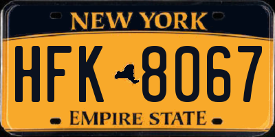 NY license plate HFK8067