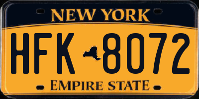 NY license plate HFK8072