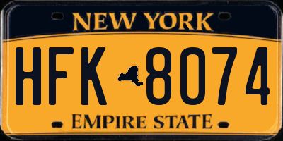 NY license plate HFK8074