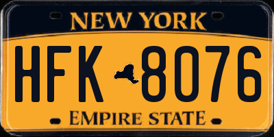 NY license plate HFK8076