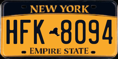 NY license plate HFK8094
