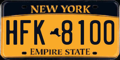 NY license plate HFK8100