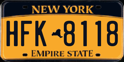 NY license plate HFK8118