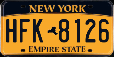 NY license plate HFK8126