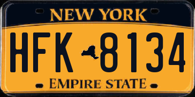 NY license plate HFK8134