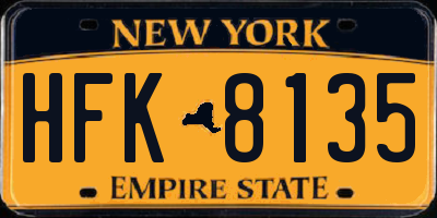 NY license plate HFK8135